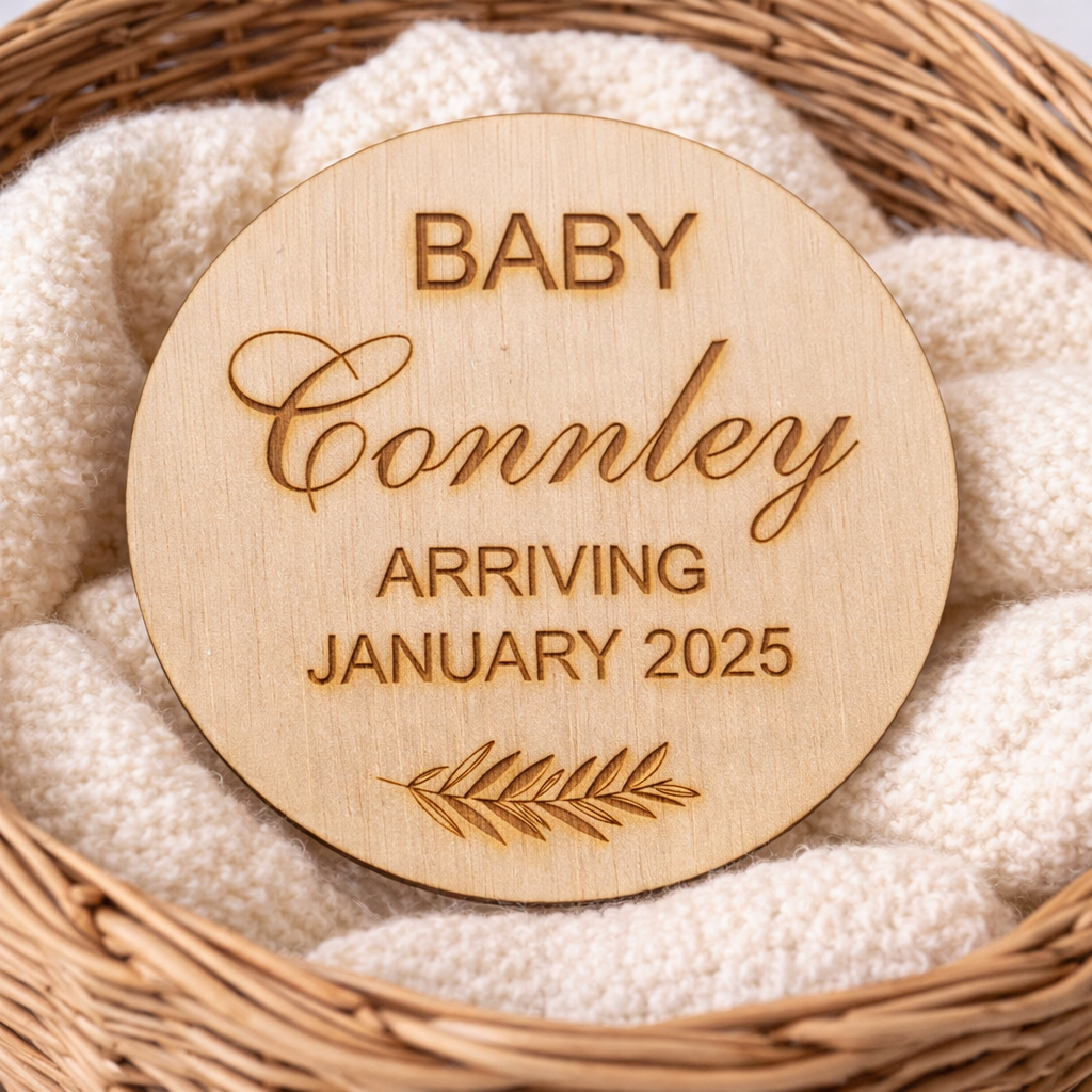 Single Layer Personalised Wooden Birth disc