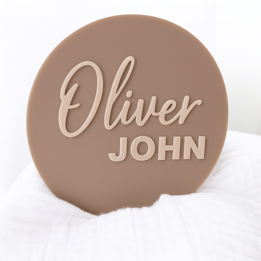 Double Layer Acrylic Birth disc- Name only